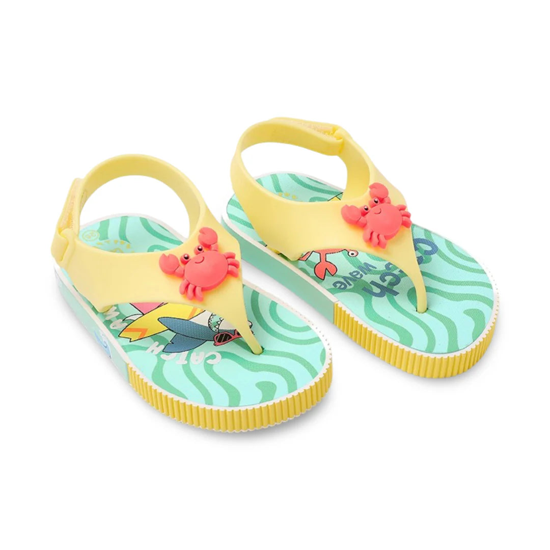 Yellow Sharks & Crabs Flip-Flop