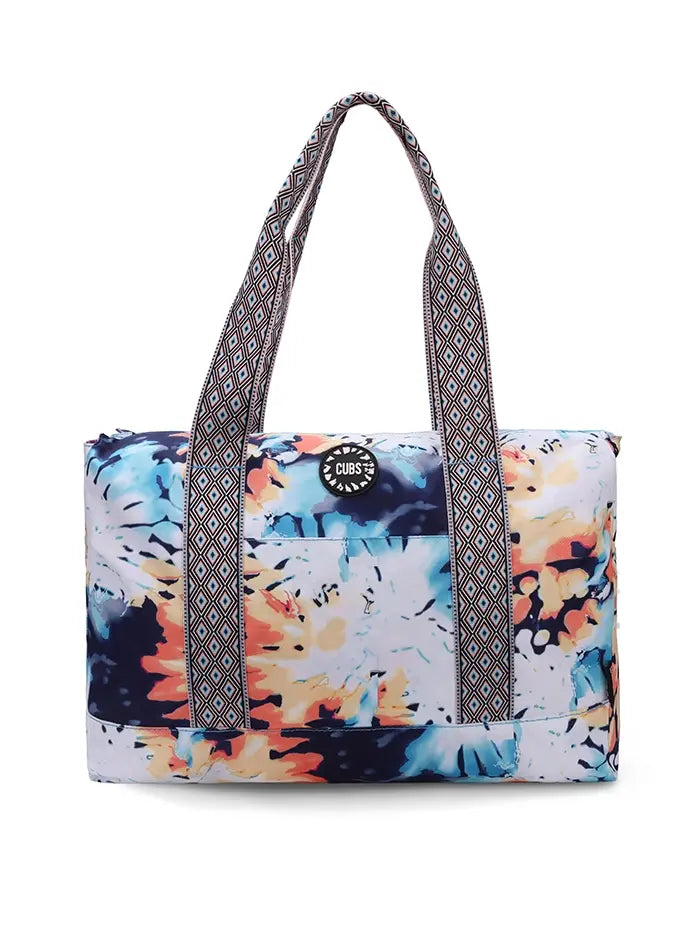 Bluish Tie Dye and Pinky Stars Double Face Tote Bag