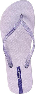Purple flip-flop sandal with 'Ipanema' logo on a white background